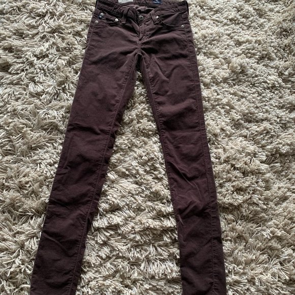 AG  THE LEGGING SUPER SKINNY  BROWN CODUROY SIZE 24 - Picture 1 of 4